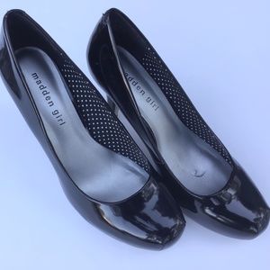 Women Heel Shoes Madden Girl Black Patten  7 1/2